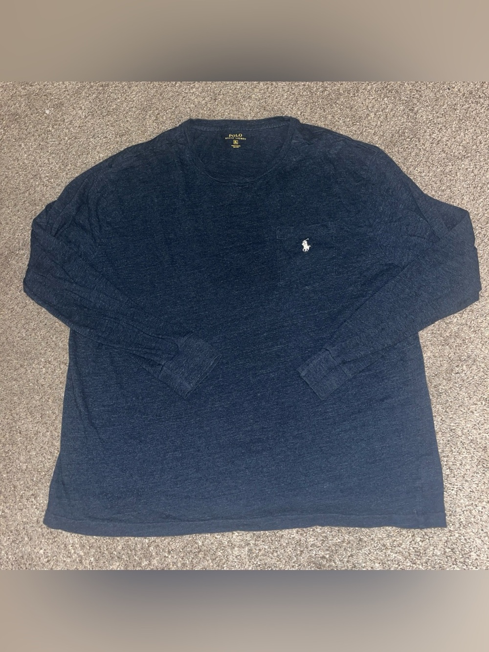 Polo Ralph Lauren XL Blue White Long Sleeve Pocket T-Shirt Classic Fit Preppy